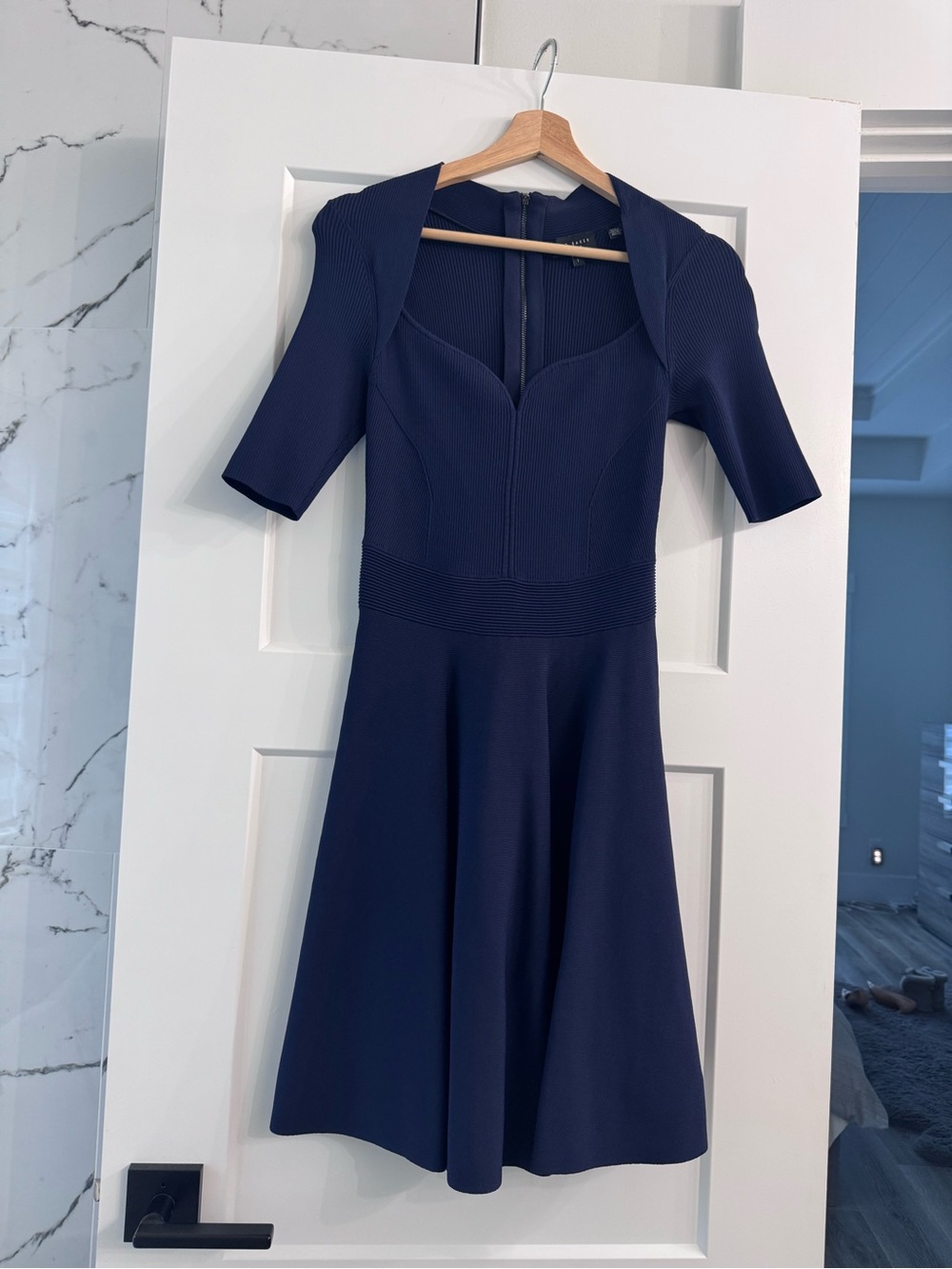 Ted Baker Navy Sweetheart Neck Mini Dress